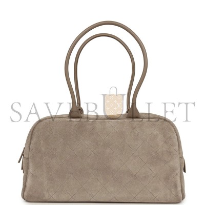 CHANEL MASTER LARGE PERFECT BOWLING BAG DARK BEIGE SUEDE GOLD HARDWARE AS62110 (35.5*19*12.5cm)